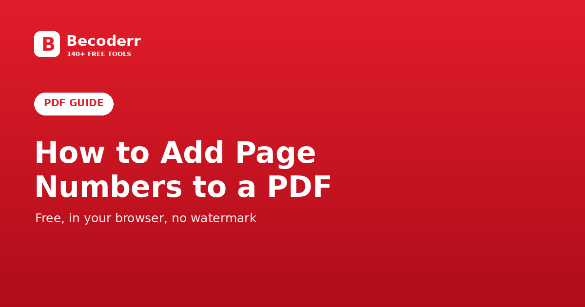 Seitenzahlen zu einem PDF hinzufügen (kostenlos, ohne Wasserzeichen)