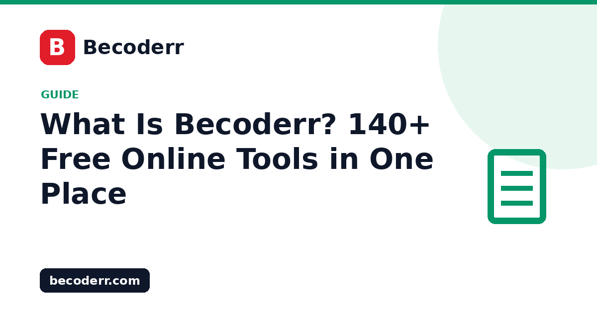 What Is Becoderr? 140+ Free Online Tools in One Place